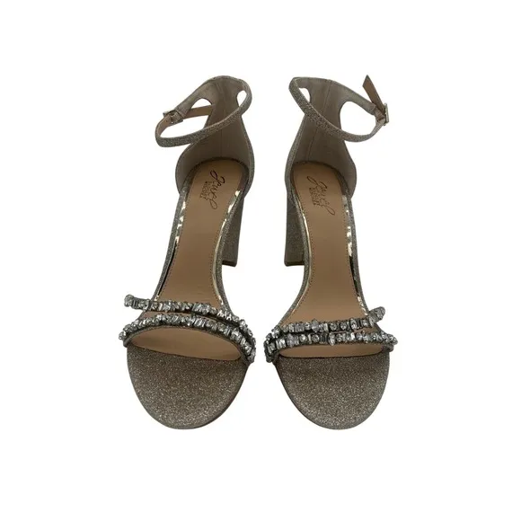 New Jewel Badgley Mischka  Rhinestone Crystal Heels Party Shoes Size 9.5