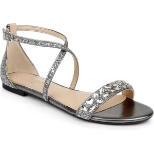 NEW Jewel By Badgley Mischka Sandal Dress Osome Rhinestones Ankle Strap Silver