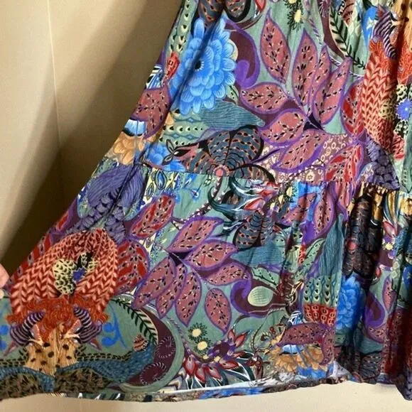 NEW Johnny Was Madison Vibrant 3/4 Sleeve Tiered Dress in Soft Knit Size S