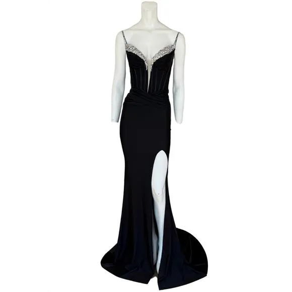 NEW JOVANI black maxi evening gown in black