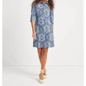 NEW JUDE CONNALLY quarter sleeves susanna dress in paisley medallion sky