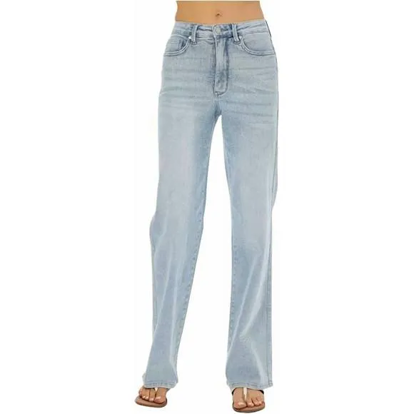 NEW JUDY BLUE high rise control top straight jeans in vintage wash