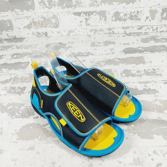New KEEN Kids  Knotch River Open Toe Blue Hook &amp; Loop Sandals C527
