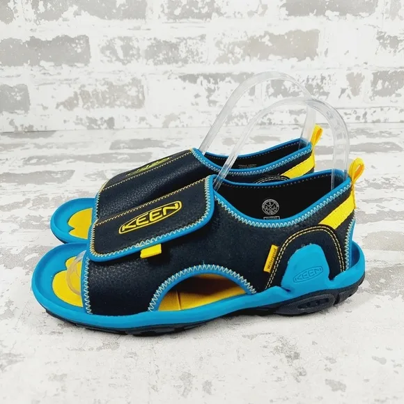New KEEN Kids  Knotch River Open Toe Blue Hook &amp; Loop Sandals C527