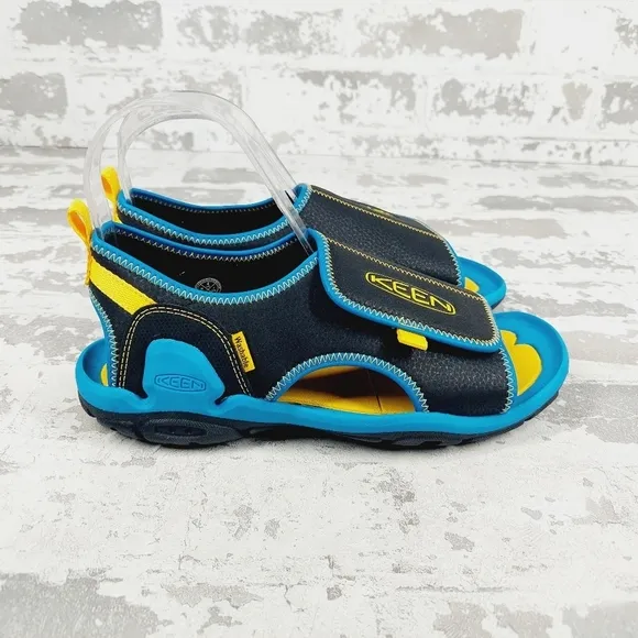 New KEEN Kids  Knotch River Open Toe Blue Hook &amp; Loop Sandals C527