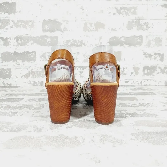 NEW Kork-Ease Natalia White/Brown Slingback Platform Crochet Sandals A541