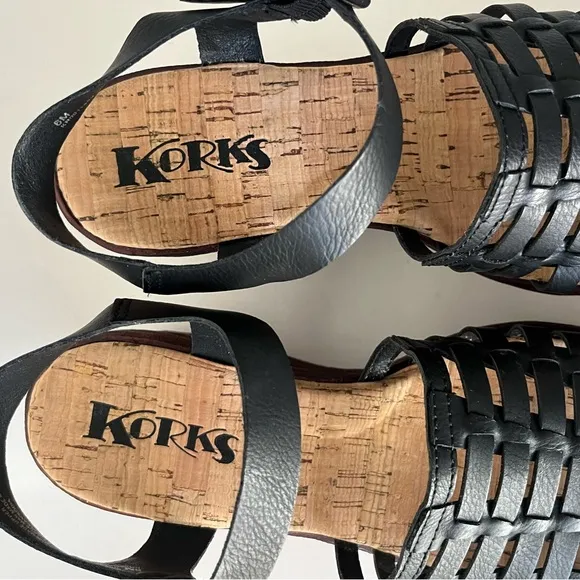 NEW Korks wedge sandals black 6