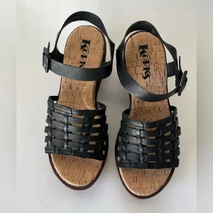 NEW Korks wedge sandals black 6