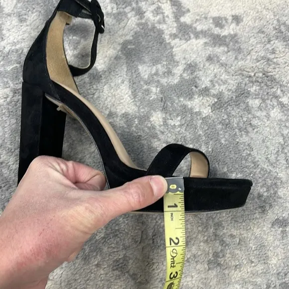 New L’Agence Cecile Suede Ankle Strap Sandals Heels Platform Black Sz 37