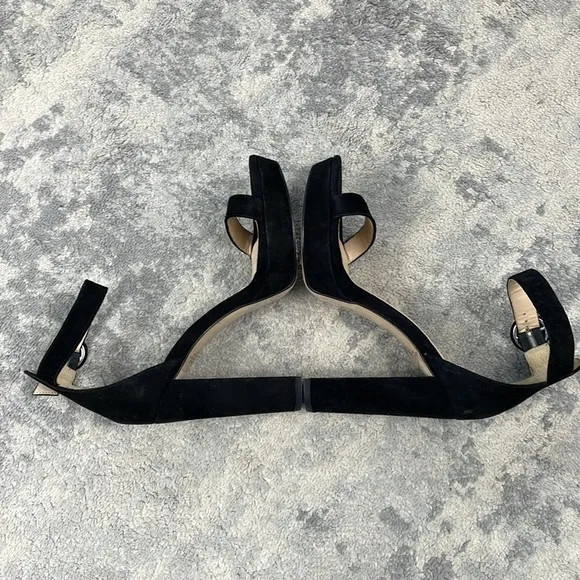 New L’Agence Cecile Suede Ankle Strap Sandals Heels Platform Black Sz 37