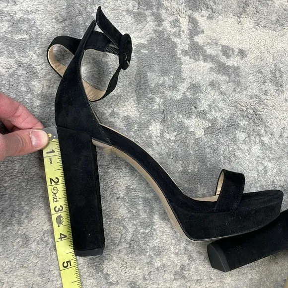 New L’Agence Cecile Suede Ankle Strap Sandals Heels Platform Black Sz 37