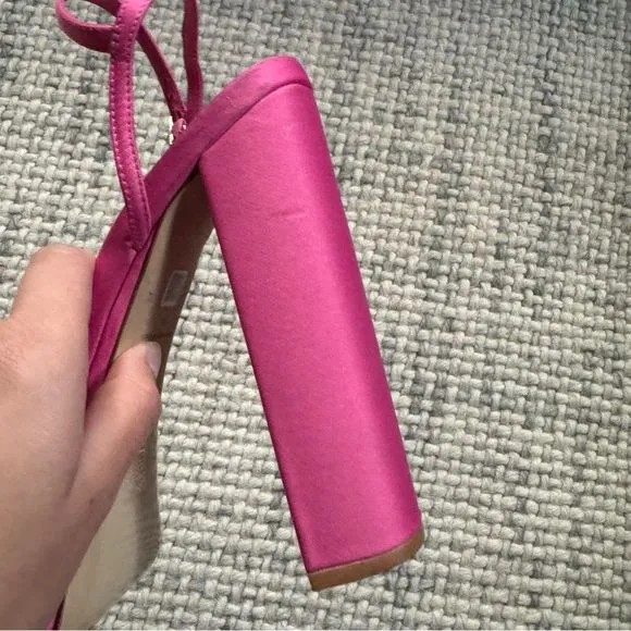 NEW Larroude Annie 140MM Pink Satin Platform Sandals 10