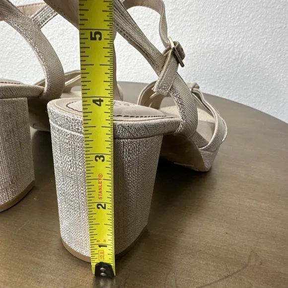 NEW LifeStride Sandals Platform Heels Slingback Lucky Vegan Leather Gold 8.5