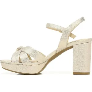 NEW LifeStride Sandals Platform Heels Slingback Lucky Vegan Leather Gold 8.5