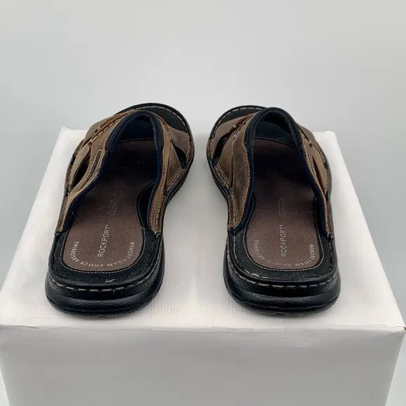 🌹New Listing🌹NWT Rockport Men’s Darwyn Brown Slide Sandals Shoes