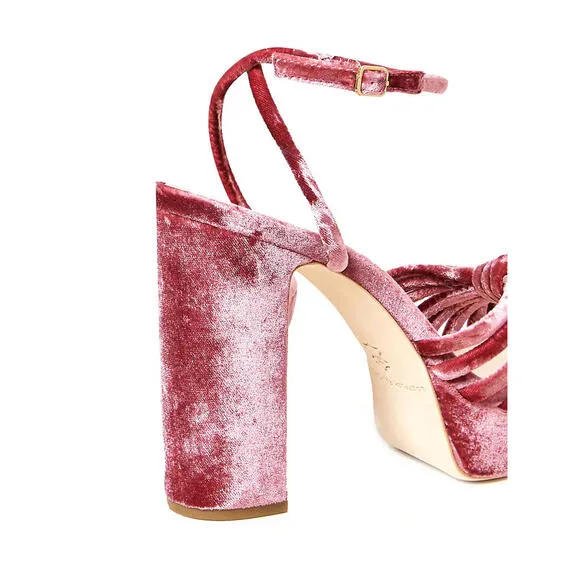 NEW Loeffler Randall Rivka Crushed Velvet Platform Sandals Tea Rose US Size 9 B