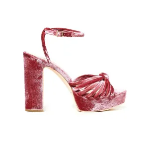 NEW Loeffler Randall Rivka Crushed Velvet Platform Sandals Tea Rose US Size 9 B