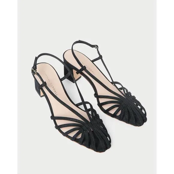 NEW LOEFFLER RANDALL women's priscilla lattice slingback heels in black