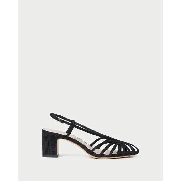 NEW LOEFFLER RANDALL women's priscilla lattice slingback heels in black