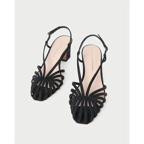 NEW LOEFFLER RANDALL women's priscilla lattice slingback heels in black