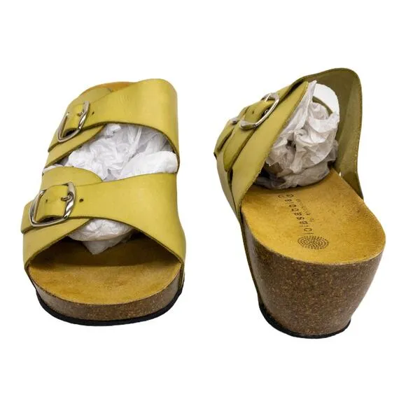 New Lola Sabbia Blake Yellow Leather slide sock sandals EU 41 US 10