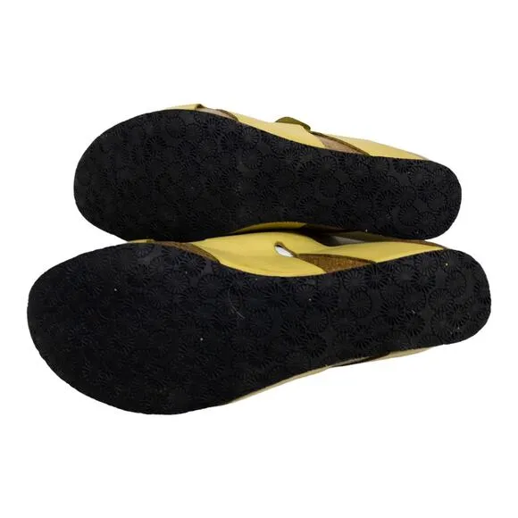 New Lola Sabbia Blake Yellow Leather slide sock sandals EU 41 US 10