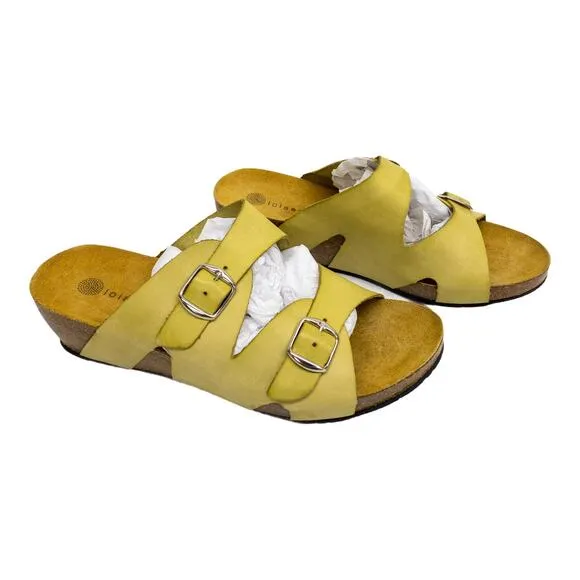 New Lola Sabbia Blake Yellow Leather slide sock sandals EU 41 US 10