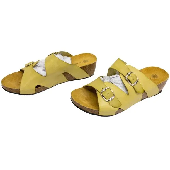 New Lola Sabbia Blake Yellow Leather slide sock sandals EU 41 US 10