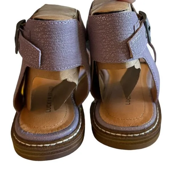 NEW Lucky Brand Kimaya Sandals Women's Size 8.5 M Purple Orchid Leather Summer