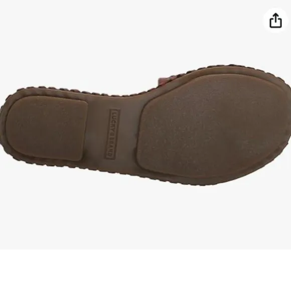 new Lucky Brand Zanora Slip On Flat Casual Slide Sandals in Burnt Red 253