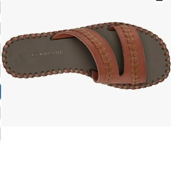 new Lucky Brand Zanora Slip On Flat Casual Slide Sandals in Burnt Red 253