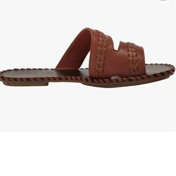 new Lucky Brand Zanora Slip On Flat Casual Slide Sandals in Burnt Red 253