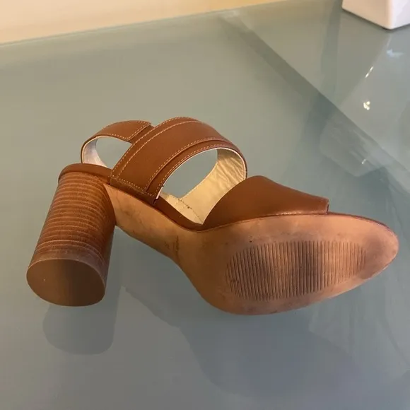 NEW Made in Italy Brown Leather Block Heeled Sandals by Napoleoni Size 8