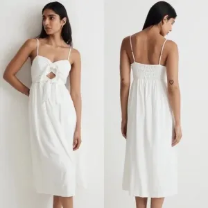 New Madewell Double-Tie Cutout Sweetheart Midi Dress Size 8 Eyelet White