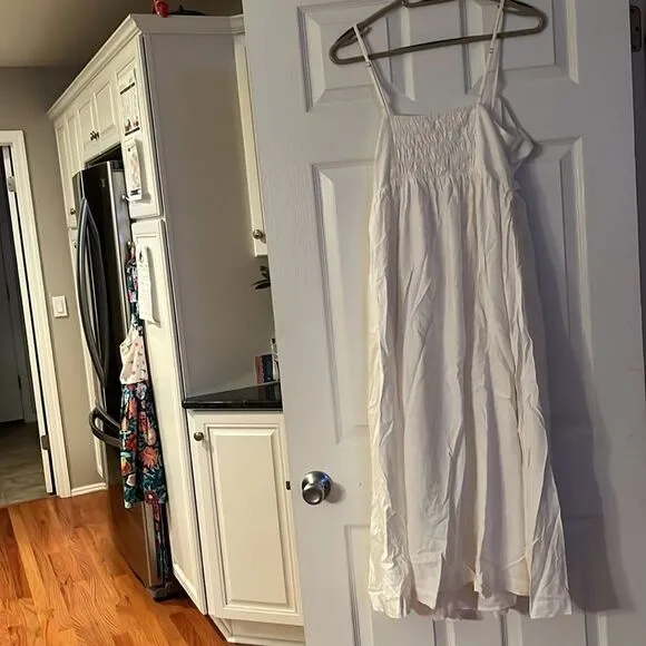 New Madewell Double-Tie Cutout Sweetheart Midi Dress Size 8 Eyelet White