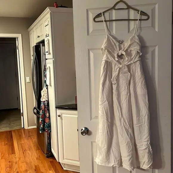 New Madewell Double-Tie Cutout Sweetheart Midi Dress Size 8 Eyelet White