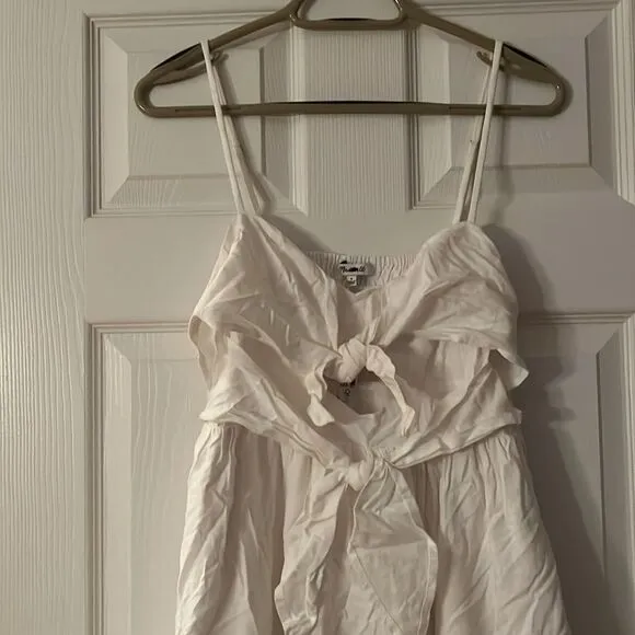 New Madewell Double-Tie Cutout Sweetheart Midi Dress Size 8 Eyelet White