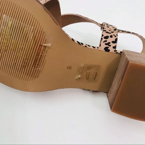 New! Madewell The Alyssa Sandal Leather Leopard Spotted Calf Hair Block Sandals