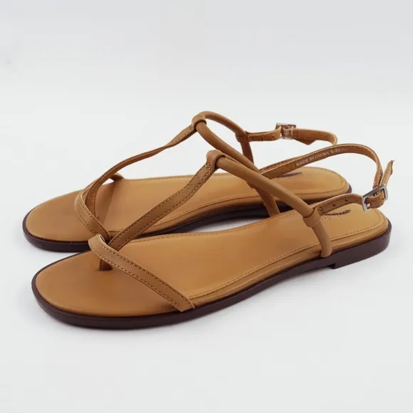 New MADEWELL The Bev T-Strap Thong Sandal in Amber Brown $75 NR006
