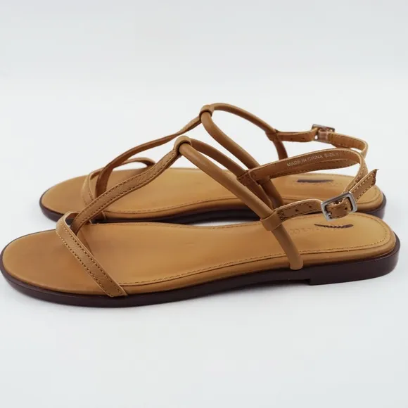 New MADEWELL The Bev T-Strap Thong Sandal in Amber Brown $75 NR006