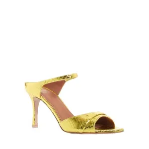 NEW MALONE SOULIERS una croc embossed high heel slide sandals in acid