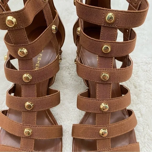 New Marc Fisher Gladiator Heeled Sandals Brown Size 8.5