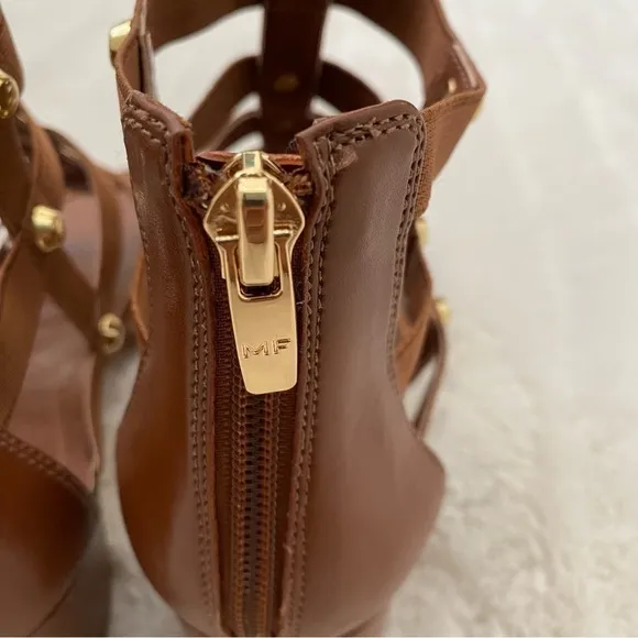 New Marc Fisher Gladiator Heeled Sandals Brown Size 8.5