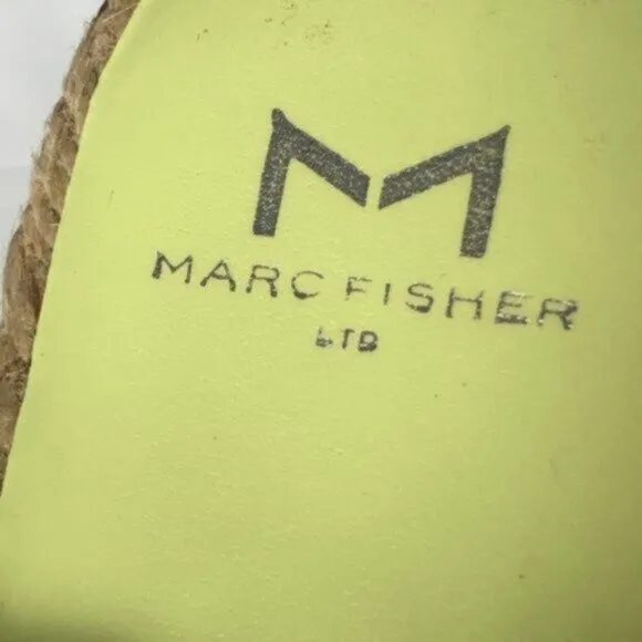 NEW Marc Fisher Light Green Espadrille Slide Leather Flat Sandals 7M