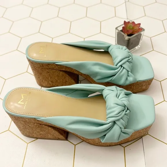 NEW Marc Fisher LTD Arlee 3 Platform Heel Sandals blue women size 9