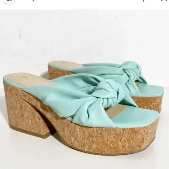 NEW Marc Fisher LTD Arlee 3 Platform Heel Sandals blue women size 9