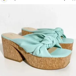 NEW Marc Fisher LTD Arlee 3 Platform Heel Sandals blue women size 9