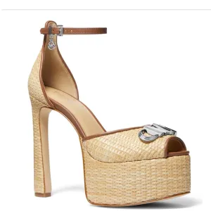 NEW Michael Kors Martina Raffia Platform Sandals