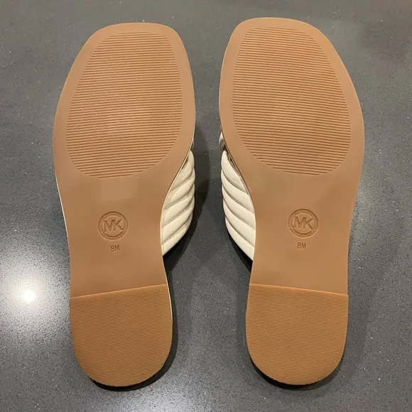 New Michael Kors Portia Slip On Crisscross Quilted Leather Slide Sandals 8 M