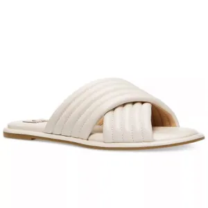 New Michael Kors Portia Slip On Crisscross Quilted Leather Slide Sandals 8 M